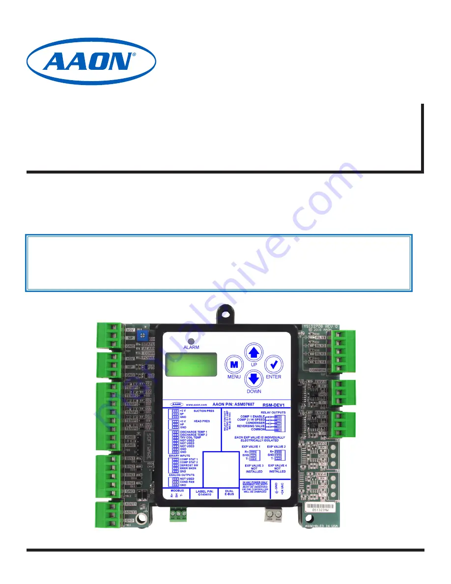AAON RSM-DEV1 Скачать руководство пользователя страница 1