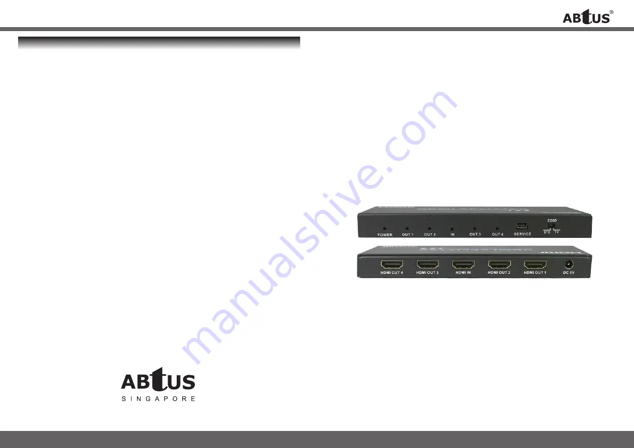 Abtus AVA-HDMI14 /H Quick Start Manual Download Page 1