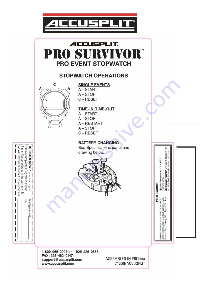 Accusplit Pro Survivor S602XE Скачать руководство пользователя страница 1