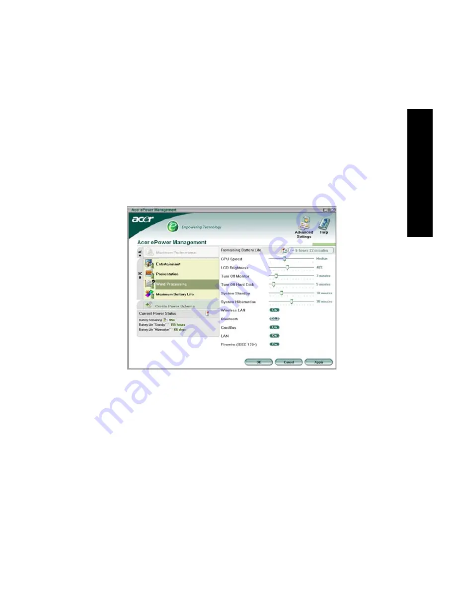 Acer Aspire 9500 Manual Do Utilizador Download Page 21