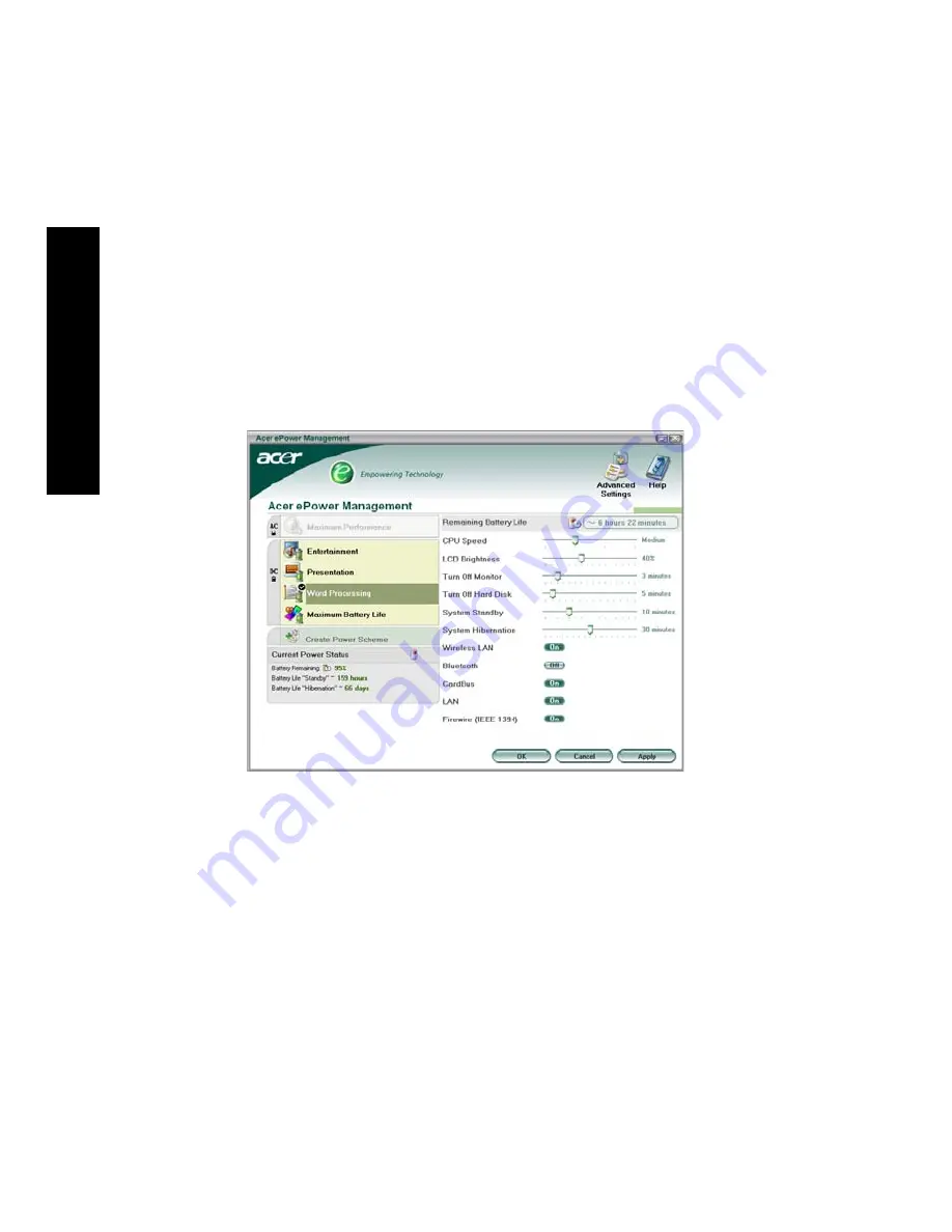 Acer TravelMate 8200 Manual Do Utilizador Download Page 20