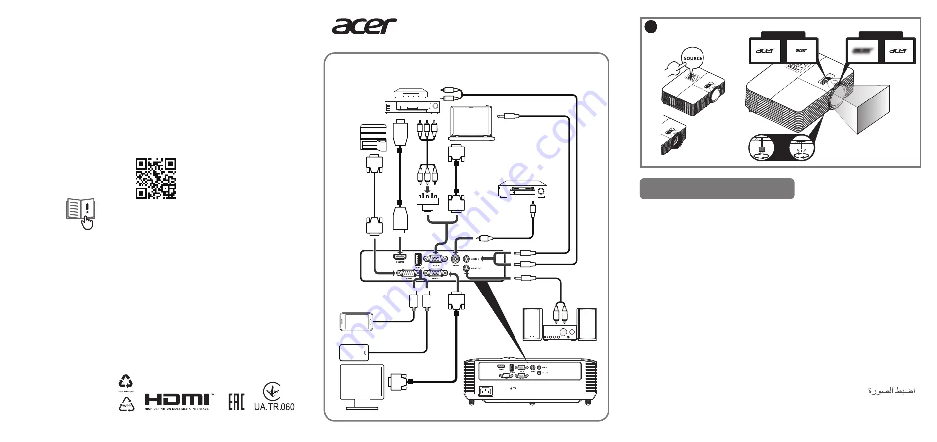 Acer X1326AWH Quick Start Manual Download Page 2