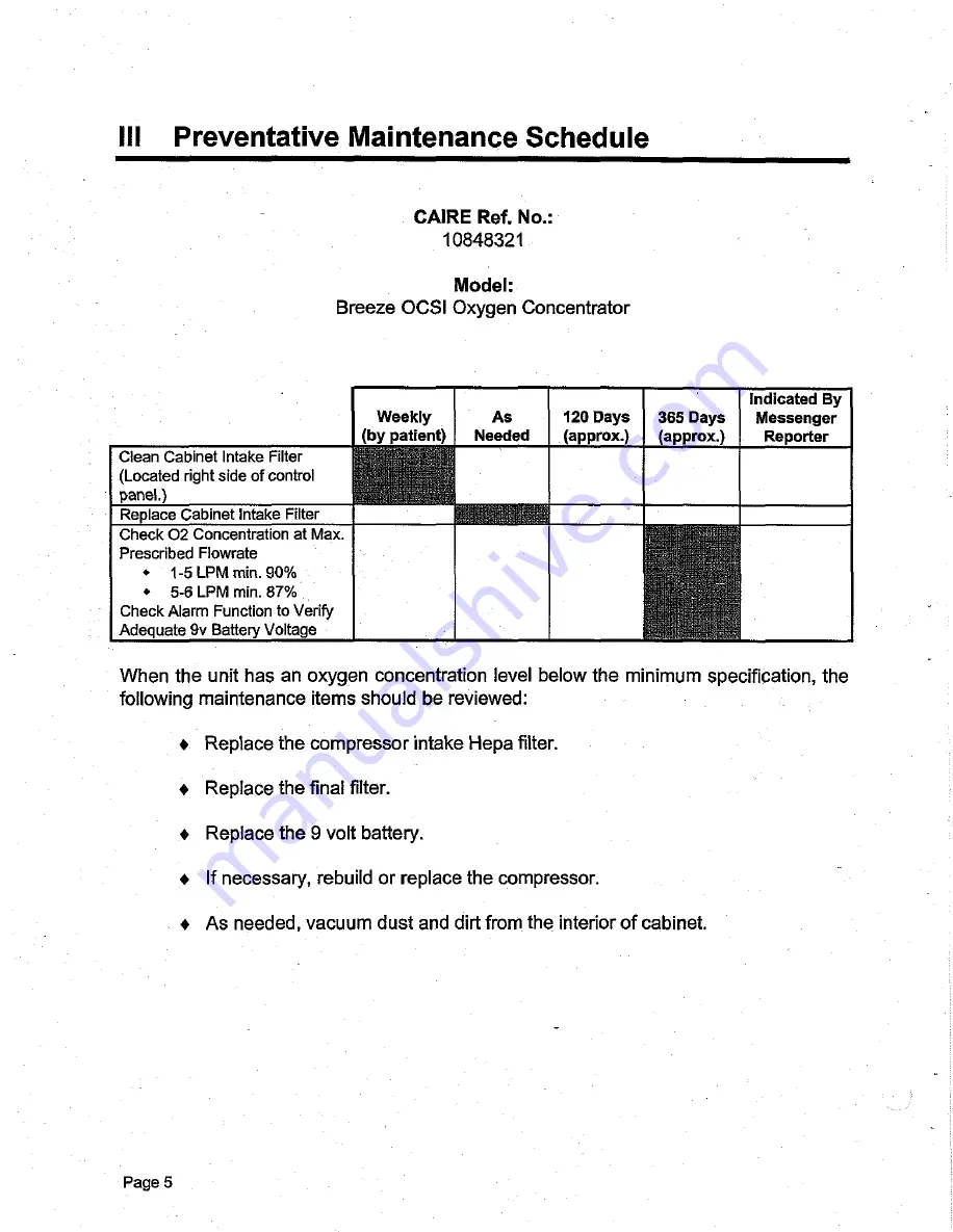 CAIRE 10848321 Service Manual Download Page 6