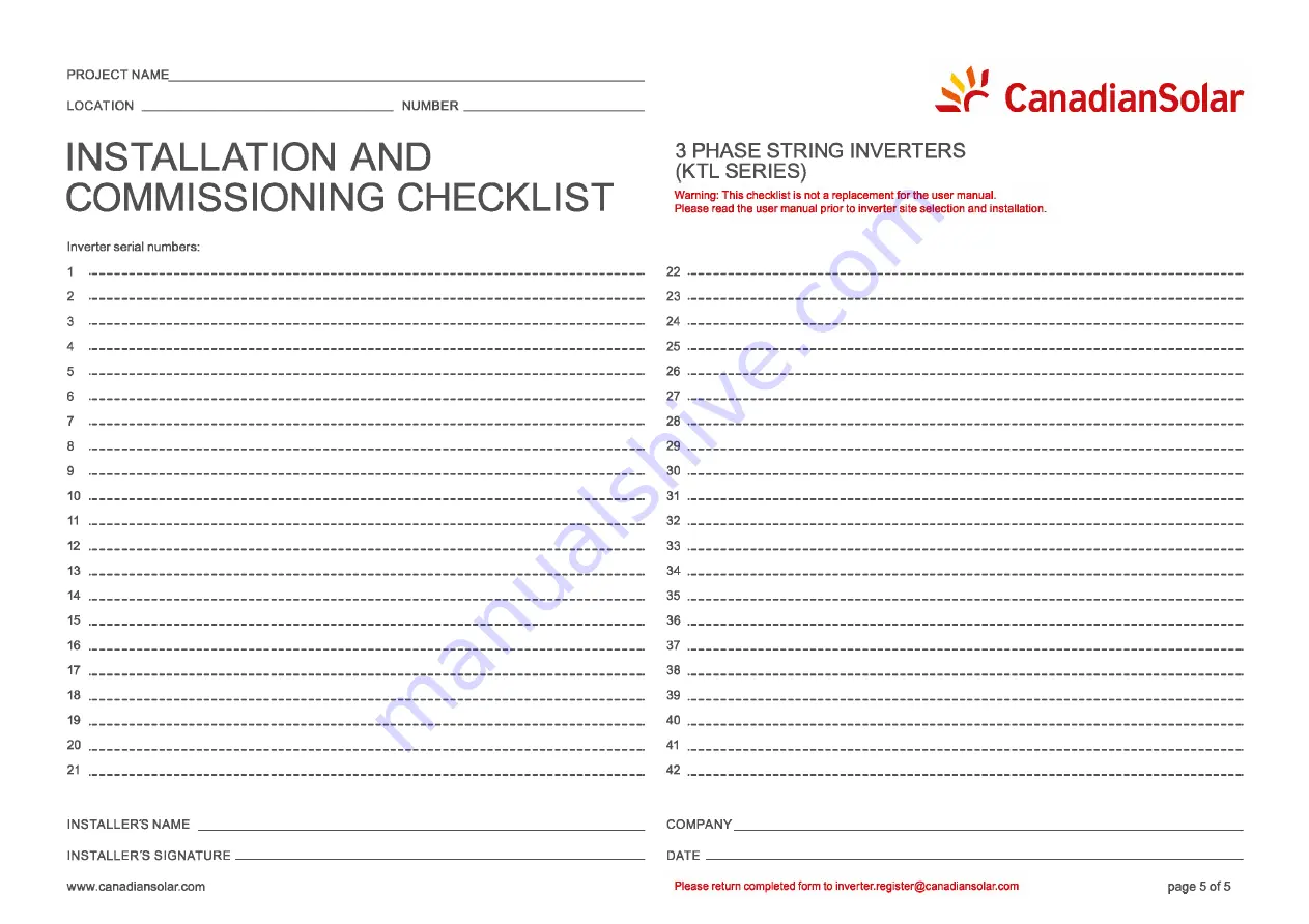 Canadian Solar CSI-50KTL-GS-FLB Installation And Operation Manual Download Page 49