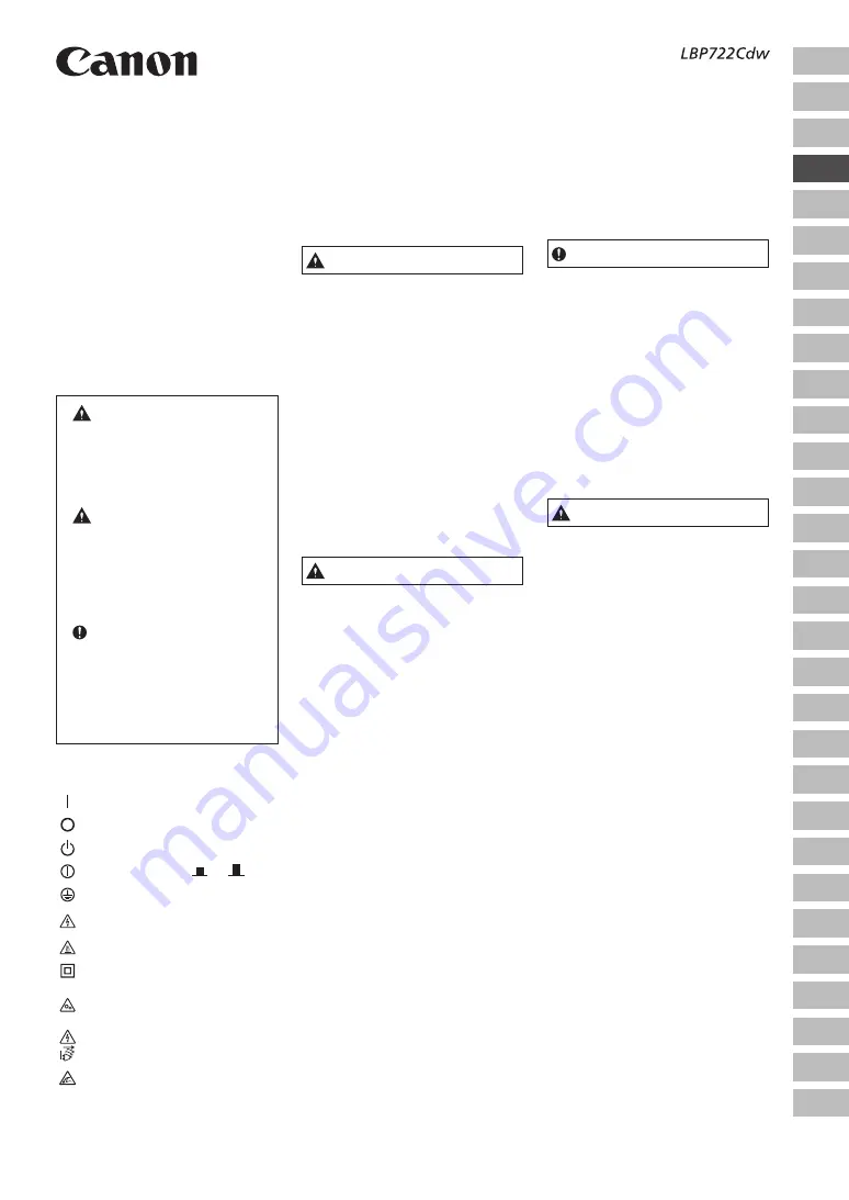 Canon LBP722Cdw Important Safety Instructions Manual Download Page 13