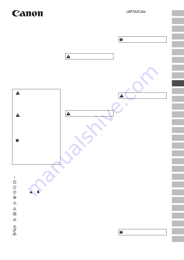 Canon LBP722Cdw Important Safety Instructions Manual Download Page 37