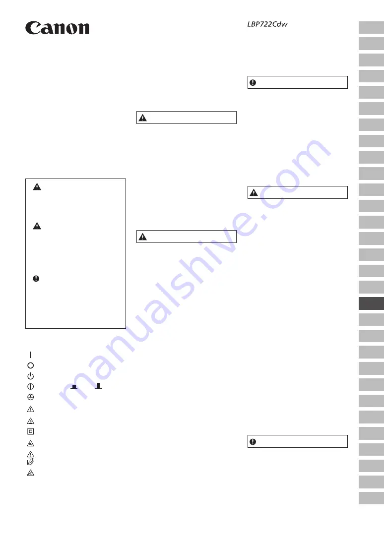 Canon LBP722Cdw Important Safety Instructions Manual Download Page 67