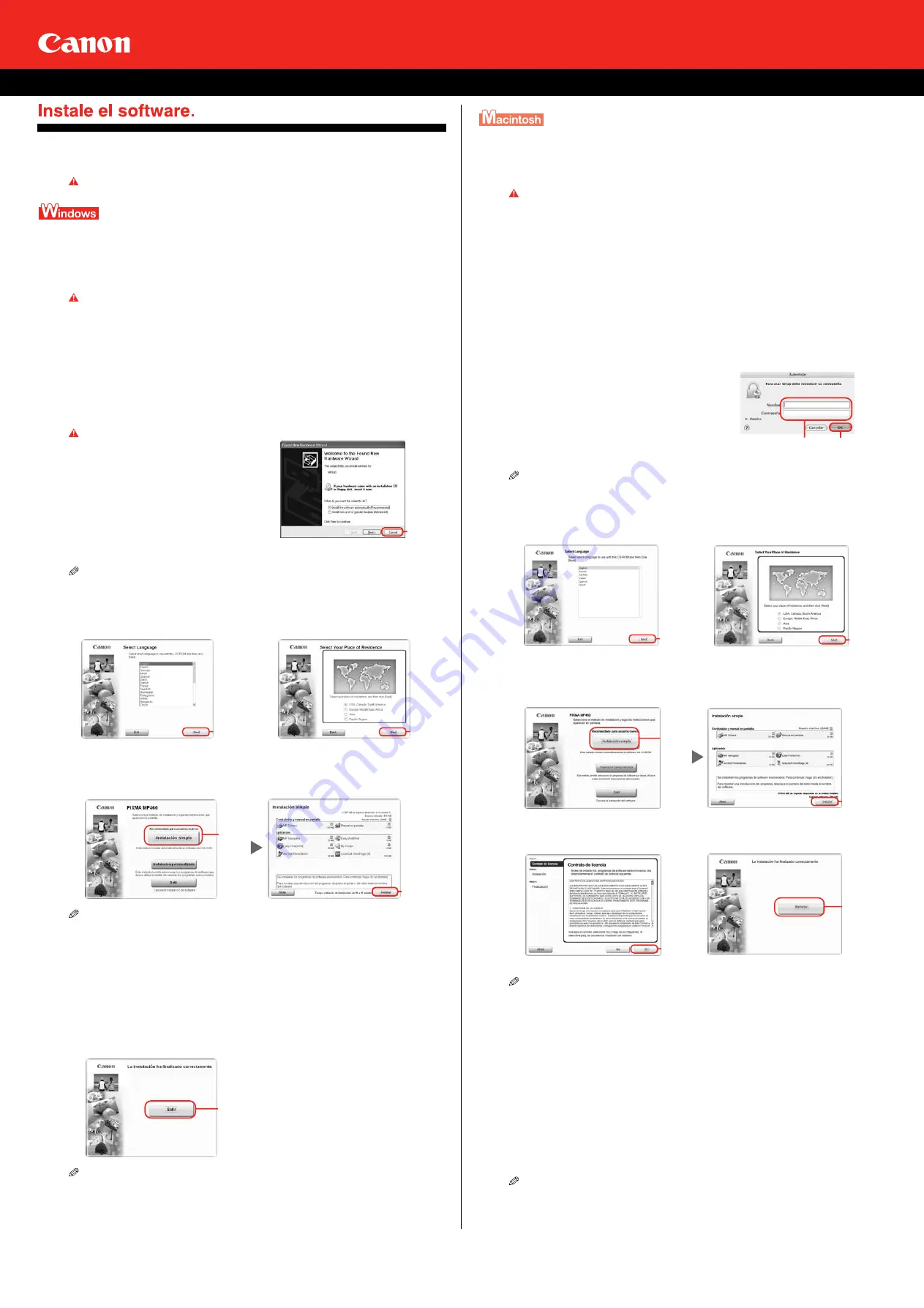 Canon PIXMA MP460 Instrucciones De Instalación Download Page 2