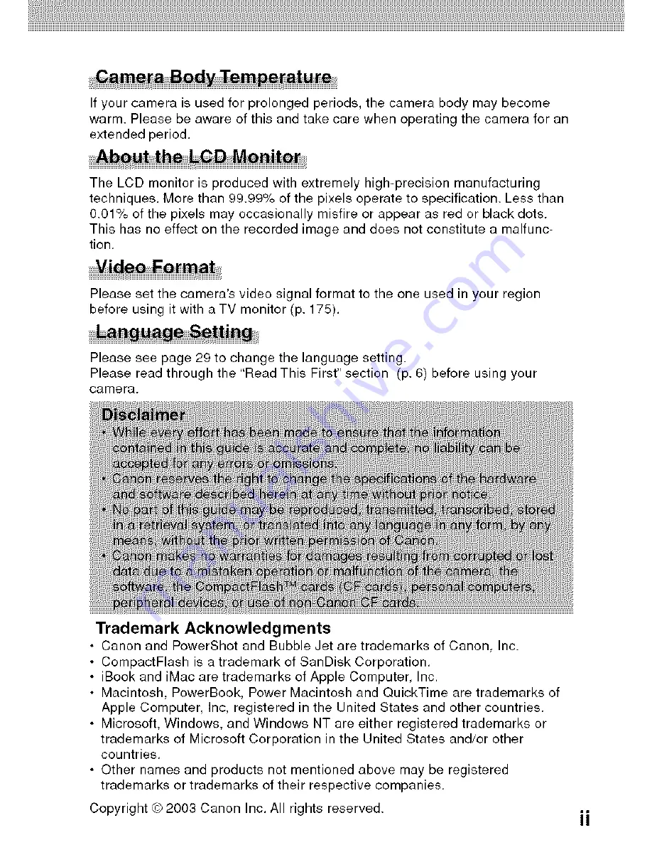 Canon POWERSHOT A80 - Digital Camera - 4.0... User Manual Download Page 3