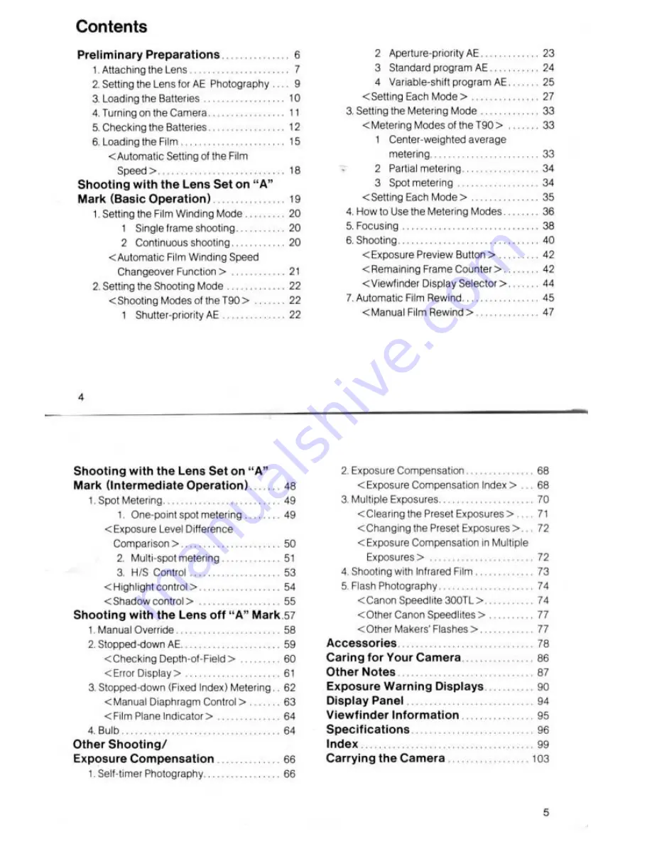 Canon T90 Instruction Manual Download Page 3