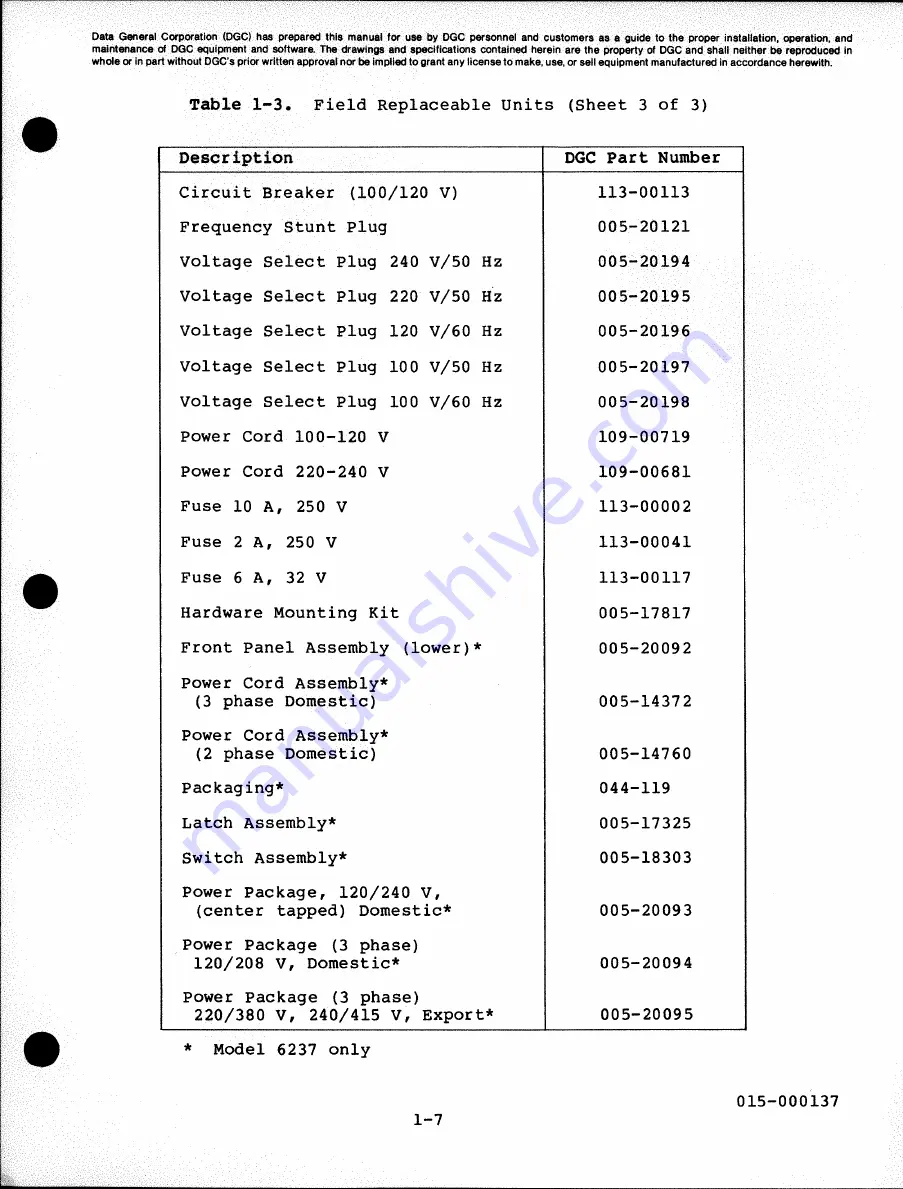 Data General 6236 Service Manual Download Page 17