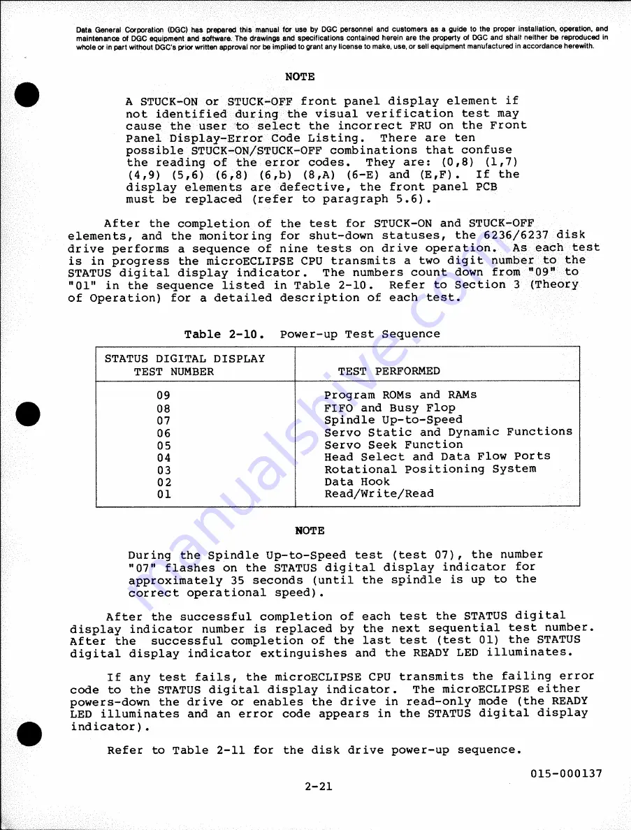 Data General 6236 Service Manual Download Page 45