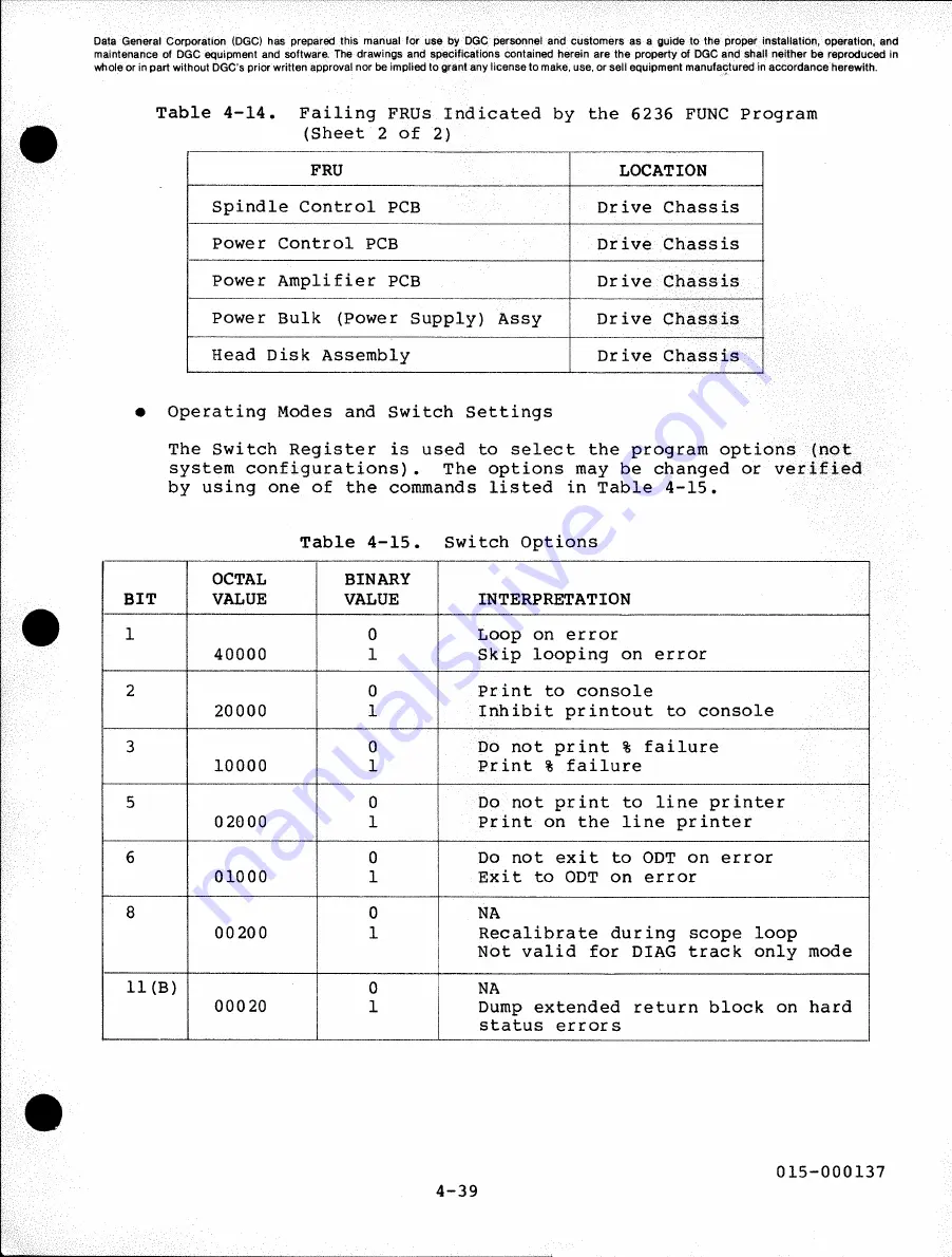 Data General 6236 Service Manual Download Page 117