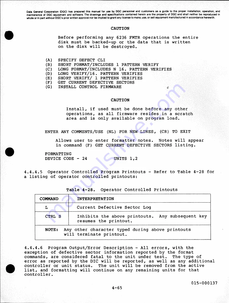 Data General 6236 Service Manual Download Page 143