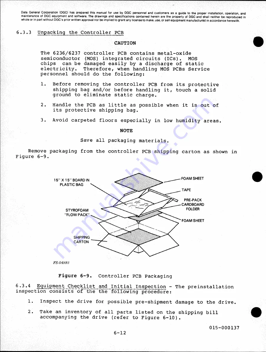 Data General 6236 Service Manual Download Page 203