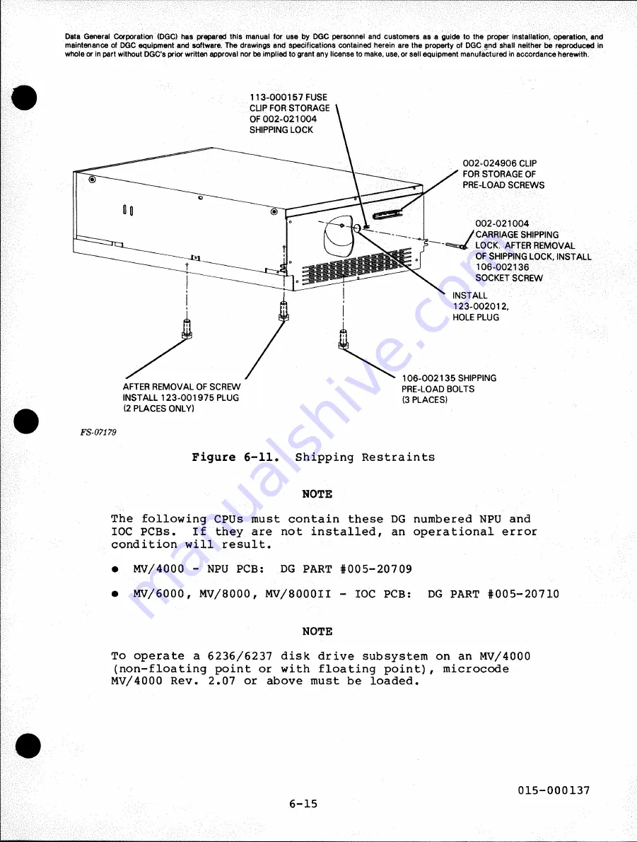 Data General 6236 Service Manual Download Page 206