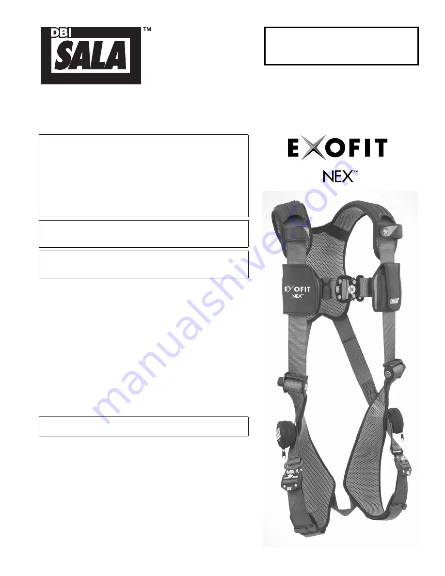 DBI SALA ExoFit NEX X300 User Instruction Manual Download Page 2