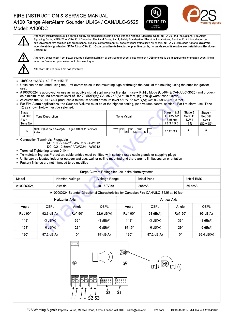 E2S A100 Series Instructions/Service Manual Download Page 6