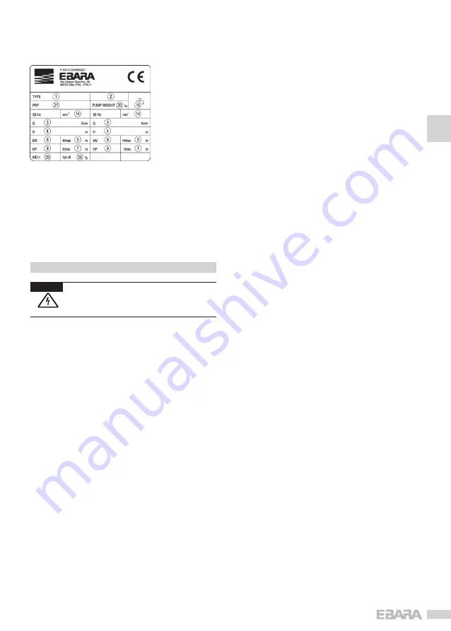 EBARA WINNER Operating And Maintenance Manual Download Page 7