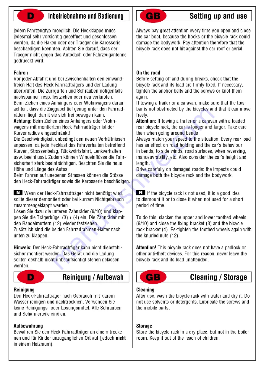 FABBRI PORTATUTTO BICI OK 2 Instructions Manual Download Page 10