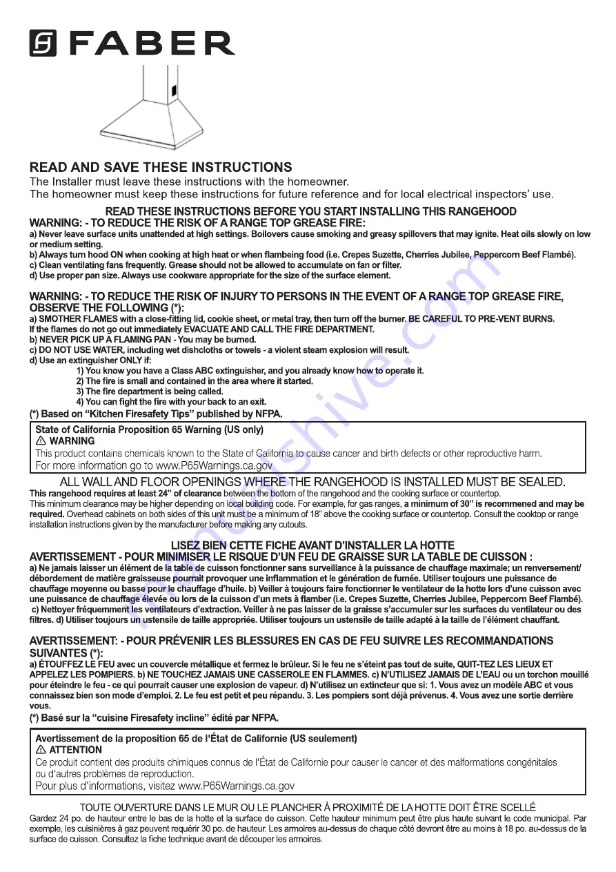 Faber CLAS30SSVA Installation Instructions Manual Download Page 1