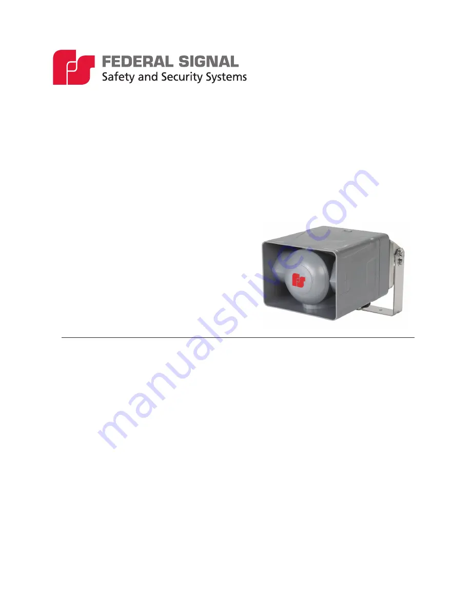 Federal Signal Corporation Informer100 Speaker Description, Specifications, And Installation Manual Download Page 1