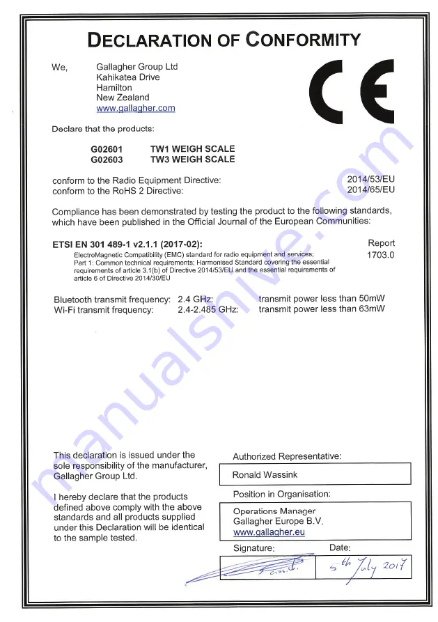 Gallagher TW-1 Quick Start Manual Download Page 107