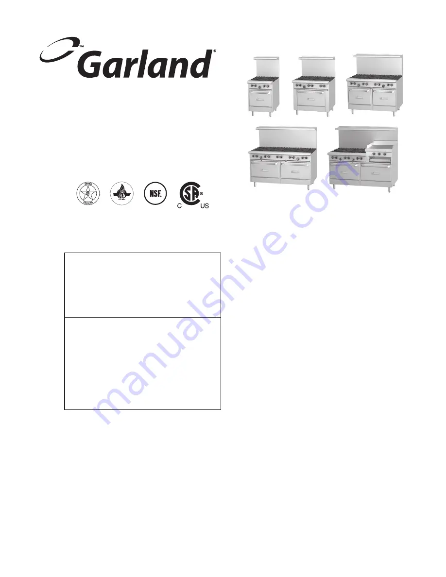 Garland G Series Installation And Operation Manual Download Page 1