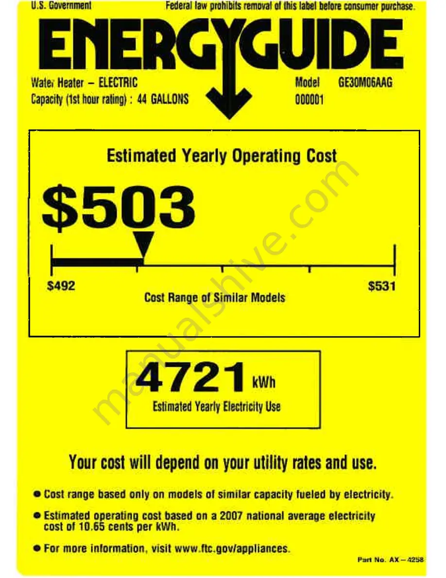 GE 30M06AAG Energy Manual Download Page 1