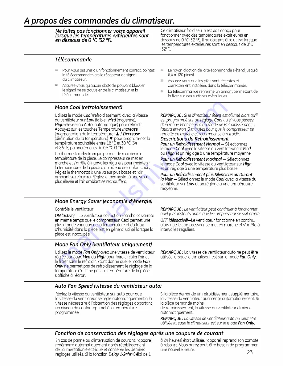 GE Appliances AEZ24 Owner'S Manual And Installation Instructions Download Page 23