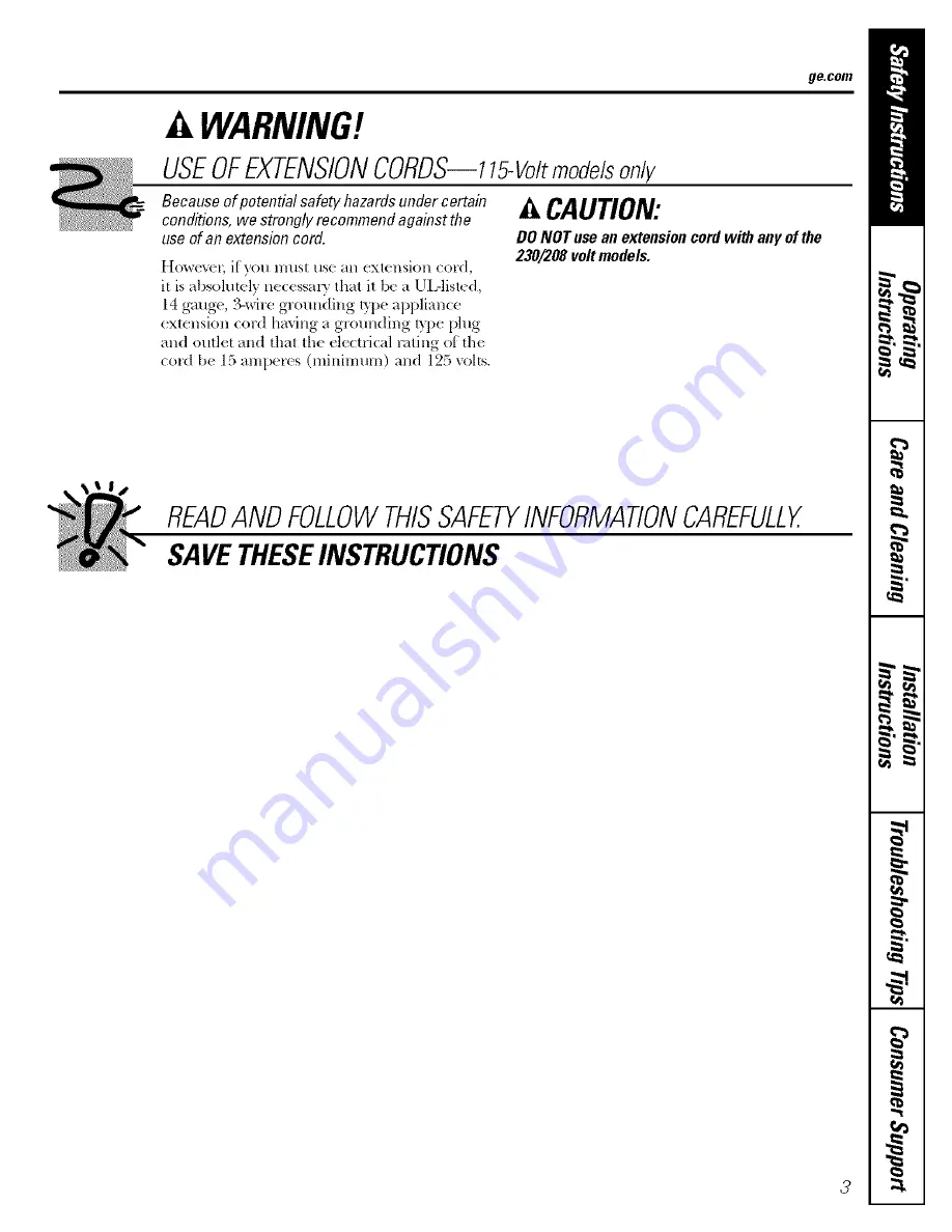 GE ASH06LL - 6000 BTU Air Conditioner Owner'S Manual & Installation Instructions Download Page 3