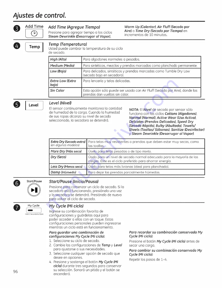 GE GFDR485 Owner'S Manual And Installation Instructions Download Page 96