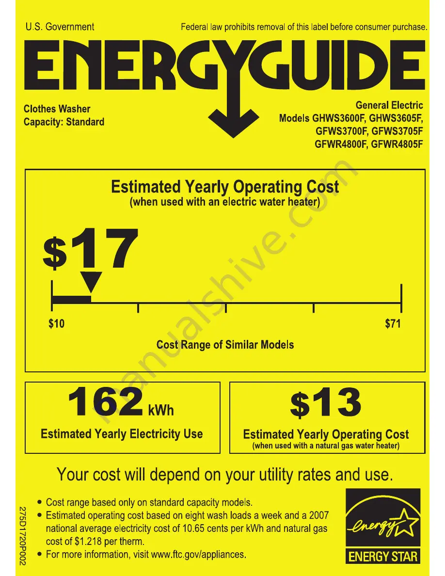 GE GFWR4805FMC Energy Manual Download Page 1