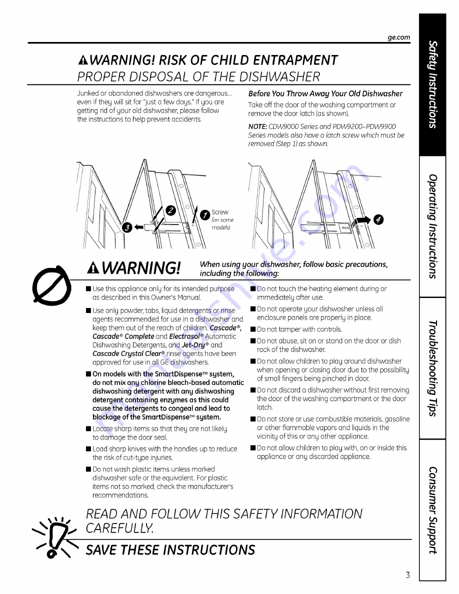 GE GLD8760NSS Owner'S Manual Download Page 3