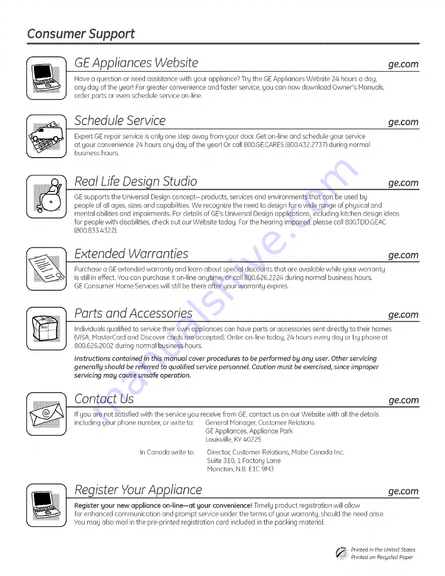 GE GSD4000NBB Owner'S Manual Download Page 16