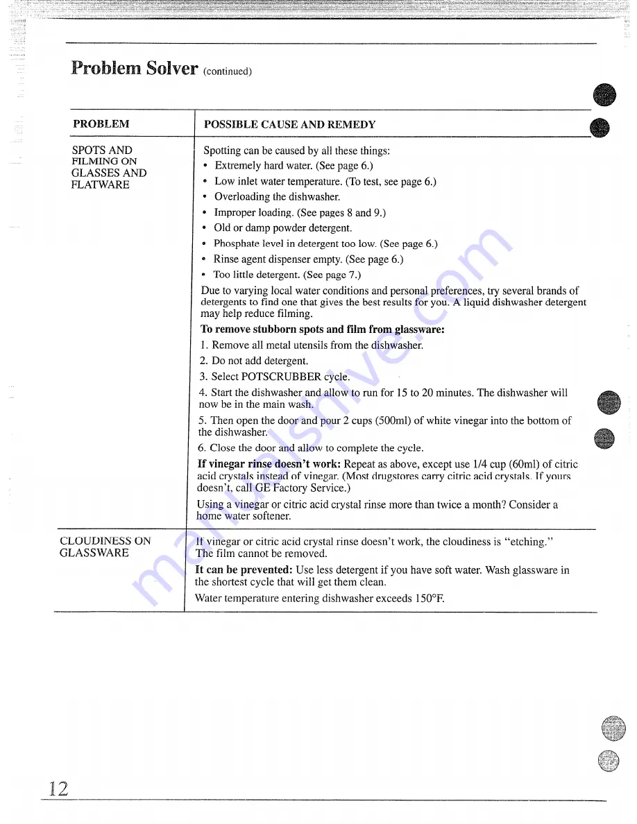 GE GSD970 P Use And Care Manual Download Page 12