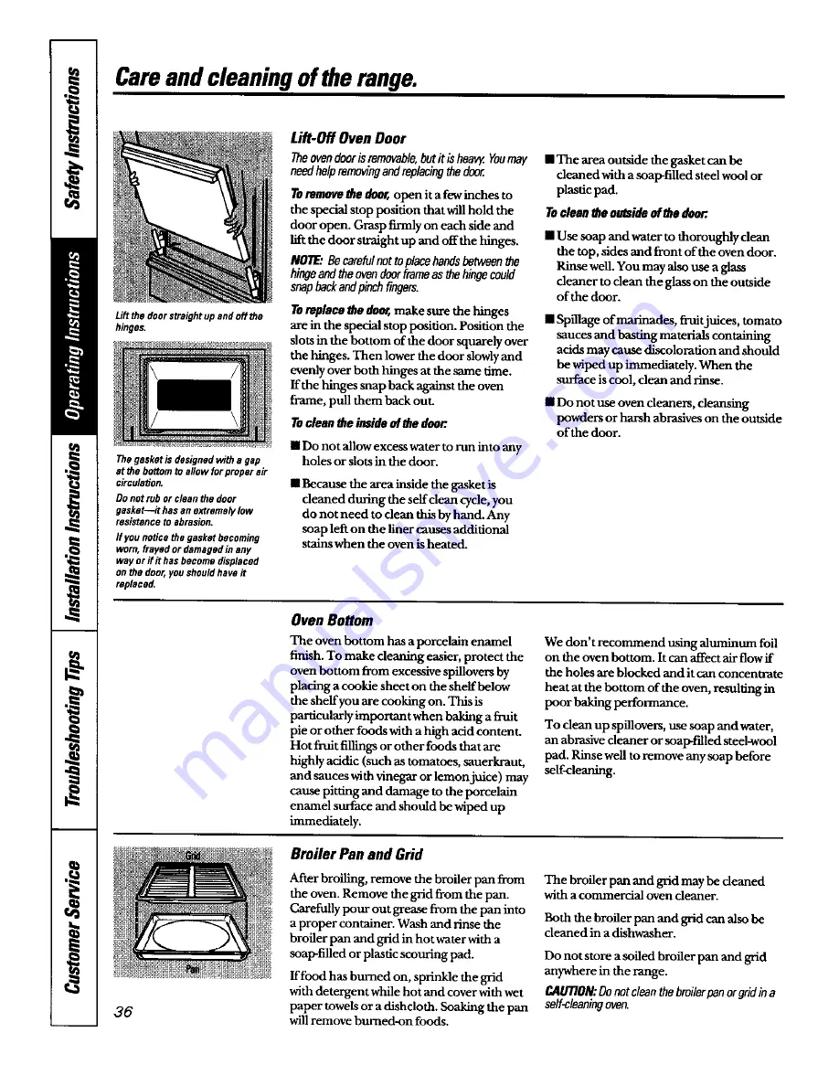 GE JGB910  and Owner'S Manual Download Page 36