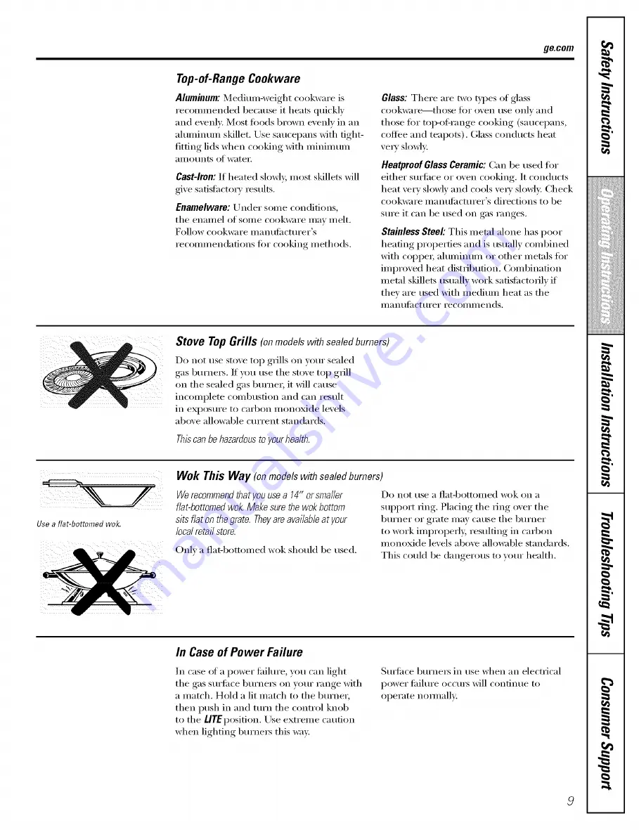 GE JGBP30 Owner'S Manual & Installation Instructions Download Page 9