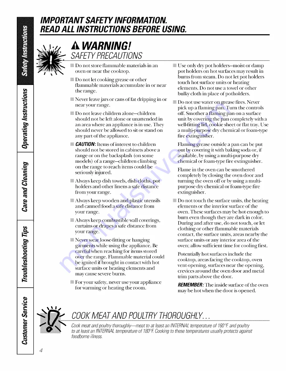 GE JSP26 Owner'S Manual Download Page 4