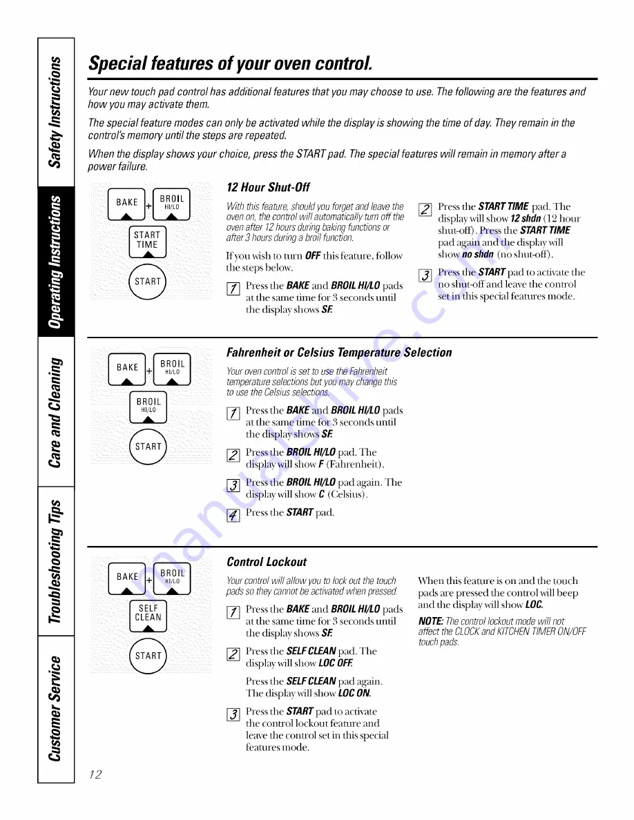 GE JSP26 Owner'S Manual Download Page 12