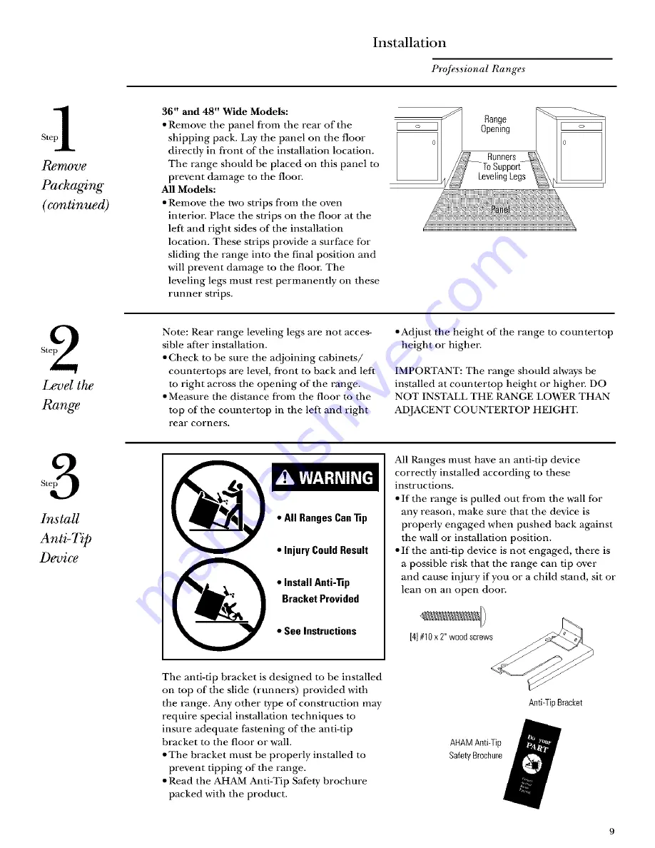 GE Monogram ZDP48N4G Installation Instructions Manual Download Page 9