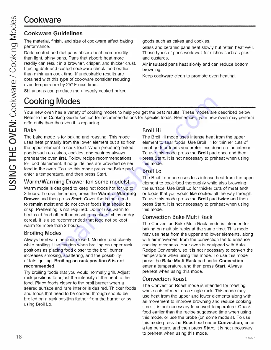 GE P2B940DEH1WW Owner'S Manual Download Page 18