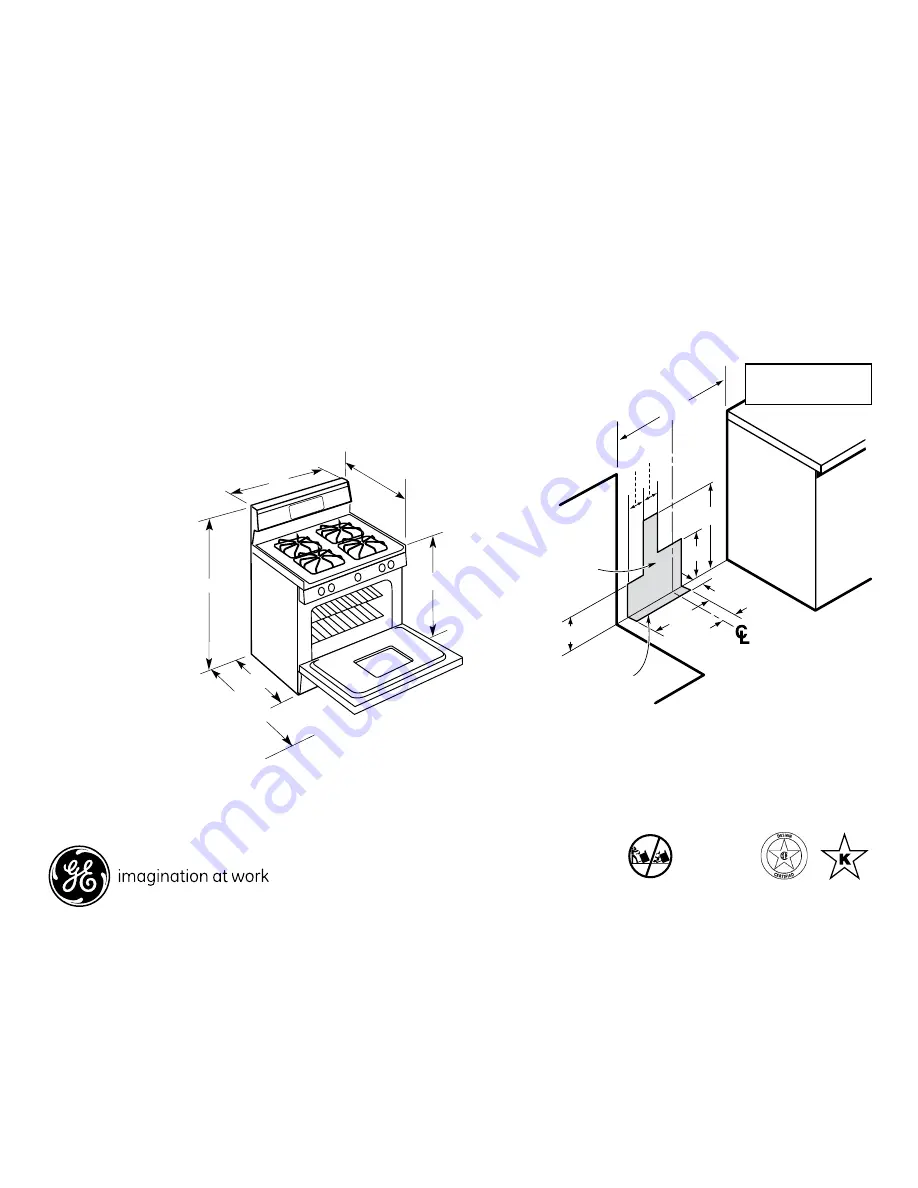 GE PGB900DEMWW - Profile 30 in. Gas Ran Dimensions And Installation Information Download Page 1