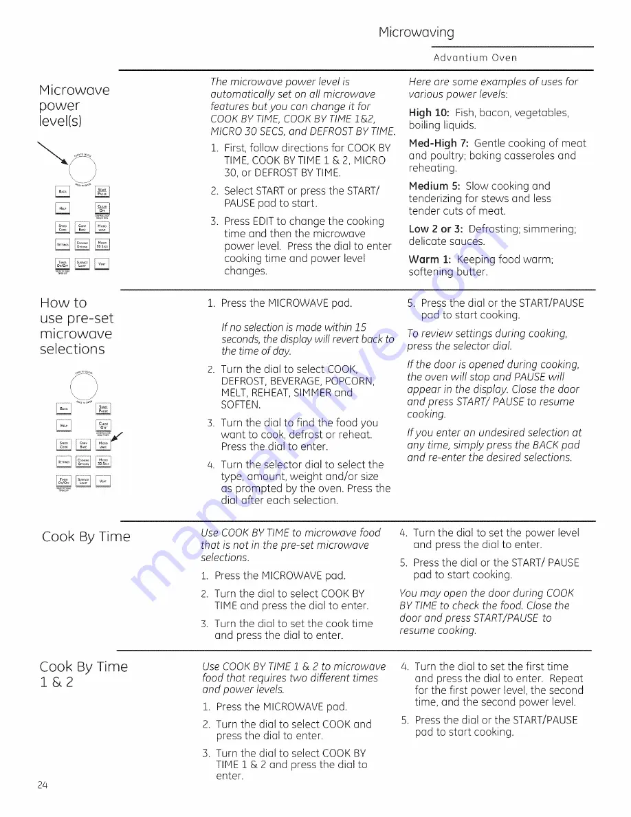 GE Profile Advantium PSA1200 Owner'S Manual Download Page 24