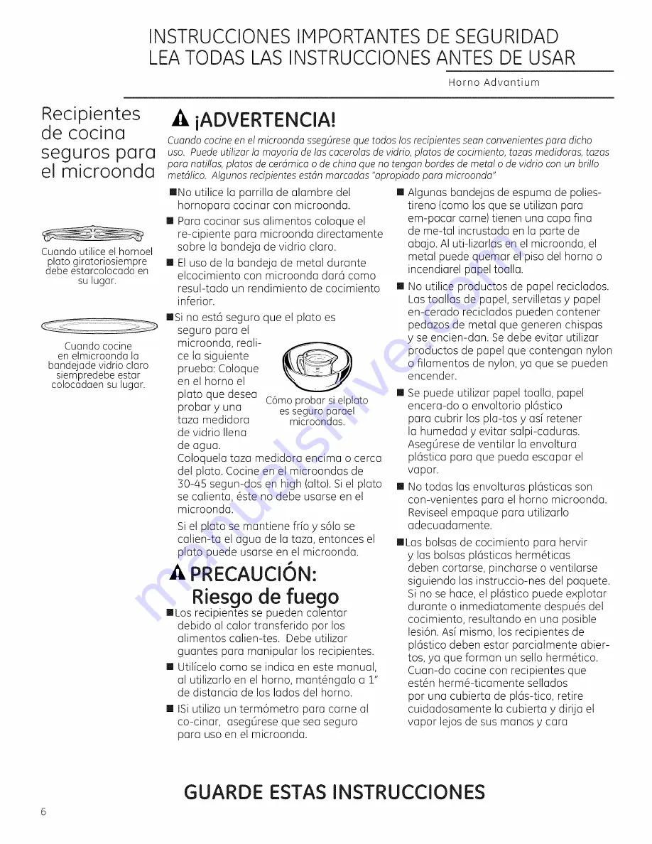 GE Profile Advantium PSA1200 Owner'S Manual Download Page 46