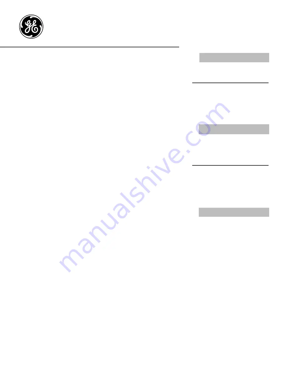 GE Profile PT960DPBB Owner'S Manual Download Page 1