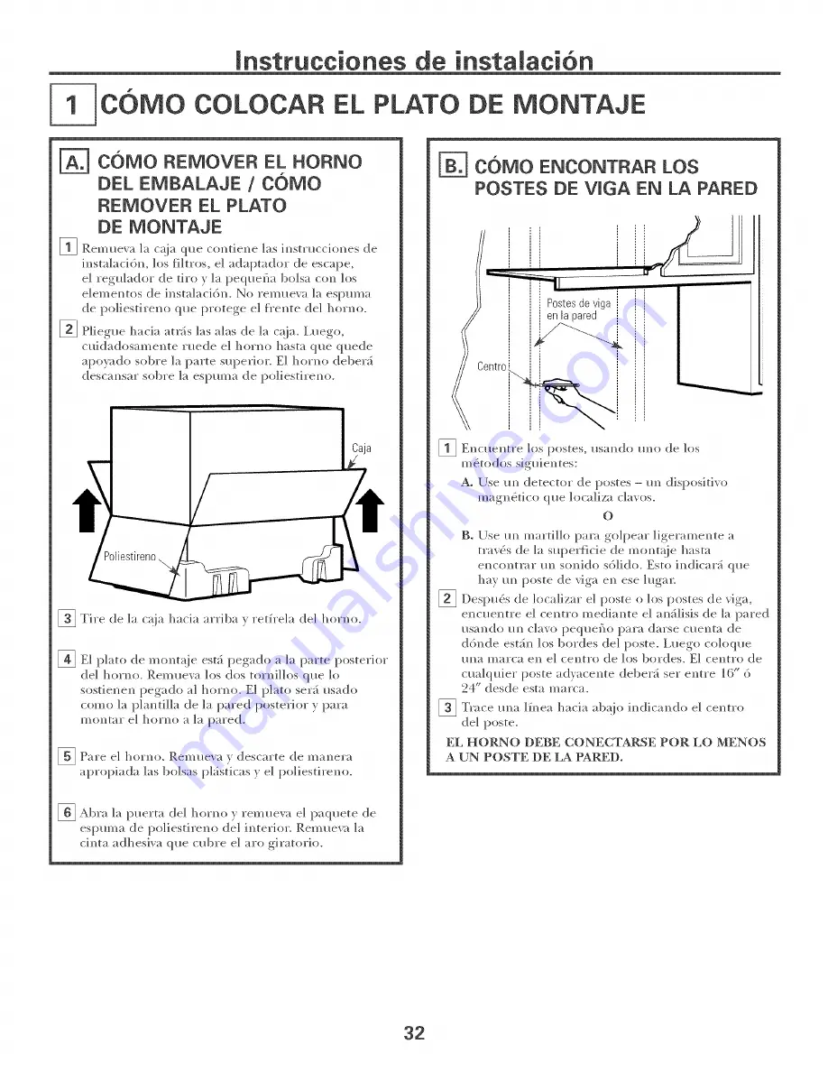 GE Profile Spacemaker JVM1490 Installation Instructions Manual Download Page 32