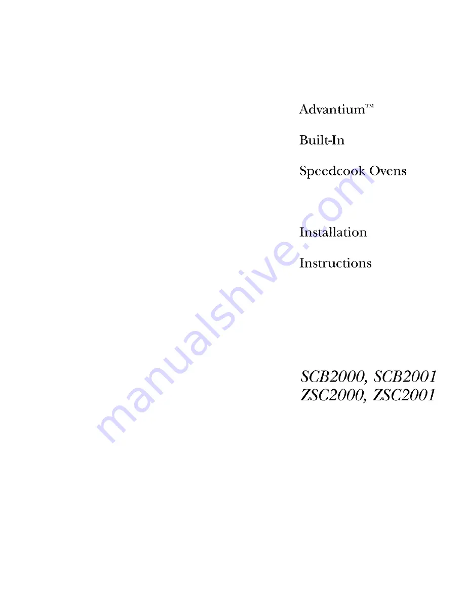 GE SCB2000, SCB2001 Installation Instructions Manual Download Page 1