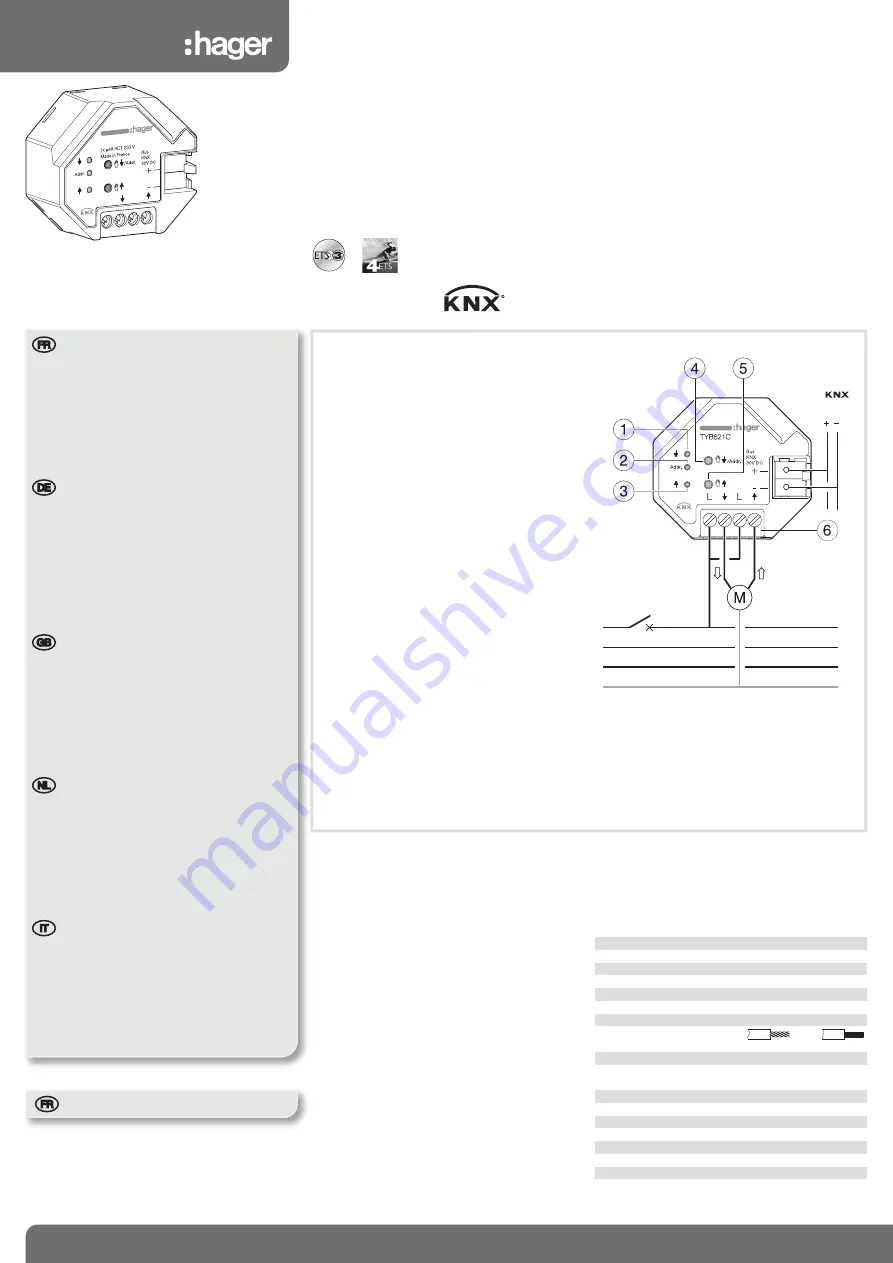 hager TYB621C Manual Download Page 1