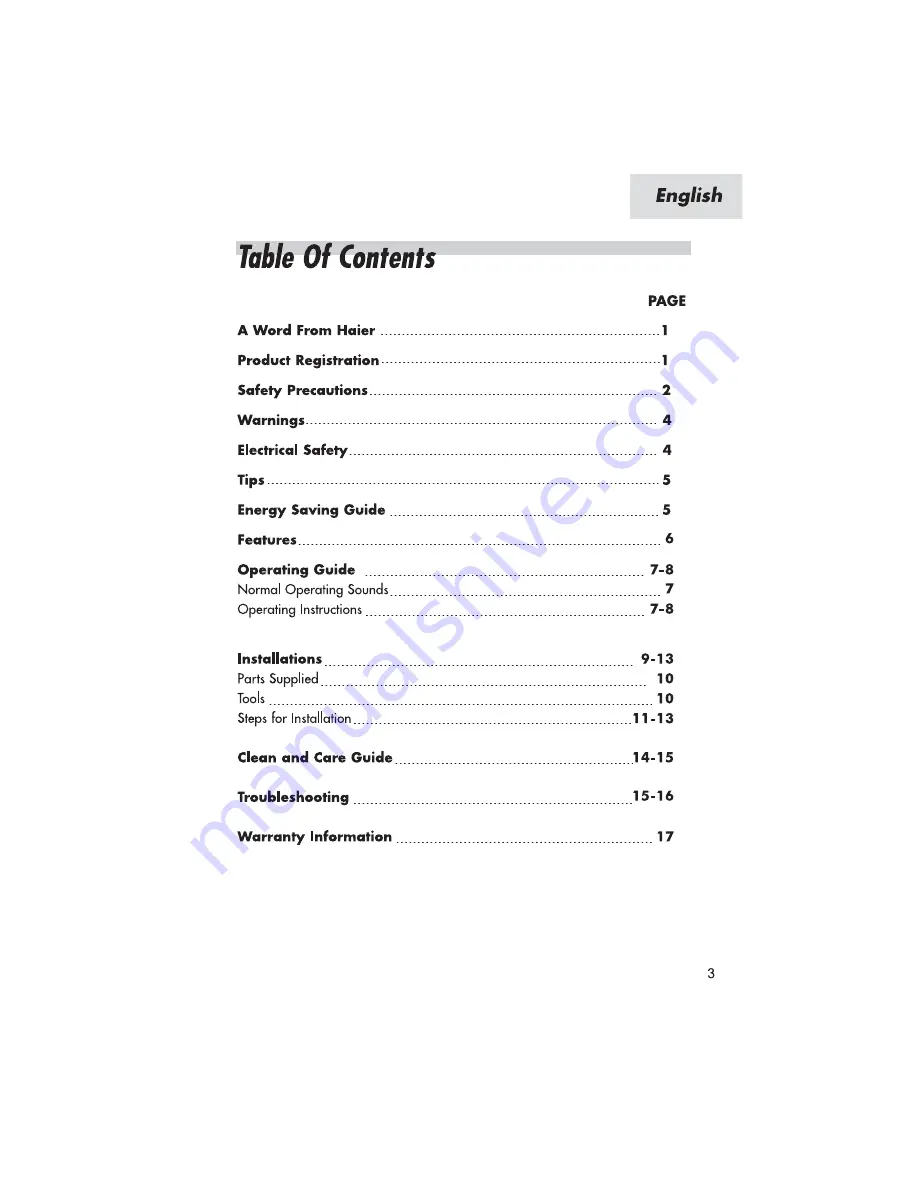 Haier AMA05JF Manual Download Page 5